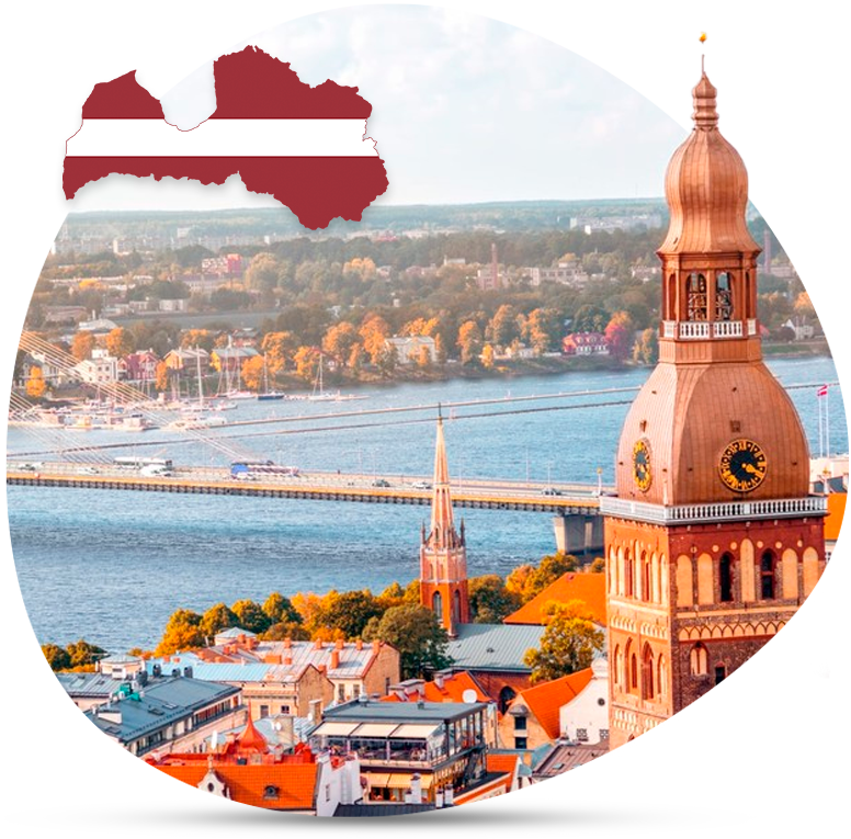 Latvia Flag and City